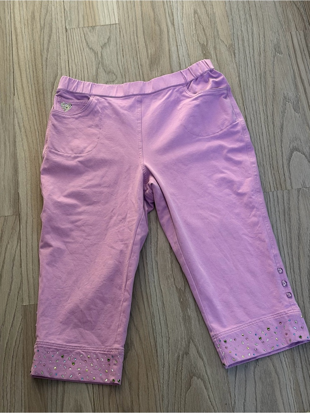 Girls' Pink Embellished Capri Pants